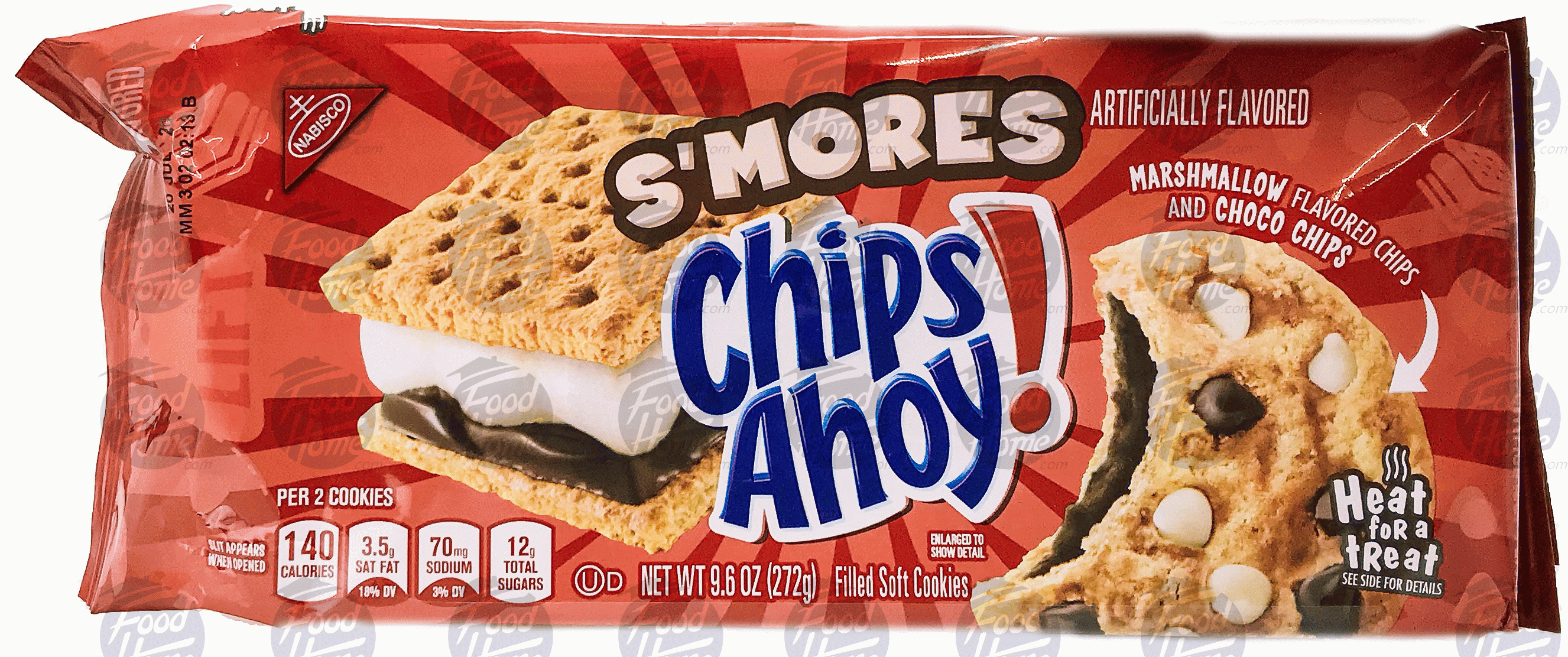 Chips Ahoy S'mores filled soft cookies with marshmallow and choco flavored chips, wrapper Full-Size Picture